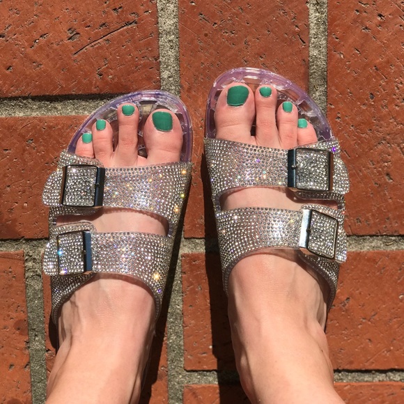 Rhinestone Clear Jelly Footbed Sandals - Picture 16 of 16